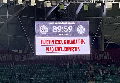 Konya'da dostluk maçı 89.dakikada Filistin özgür olana denk ertelendi: 2-2