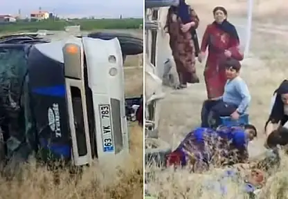 Konya'da işçi servisi kaza yaptı! Çok sayıda yaralı var