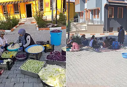 Konya'da kış hazırlığı: Turşular çocukların ellerinden