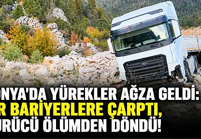 Konya'da yürekler ağza geldi: TIR bariyerlere çarptı, sürücü ölümden döndü!