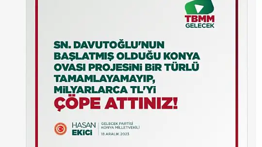Gelecek Partisi Milletvekili Ekici: KOP Hükümet Tarafından İhmal Ediliyor