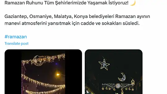 Furkan Hareketi'nden Belediyelere Ramazan Tebriği