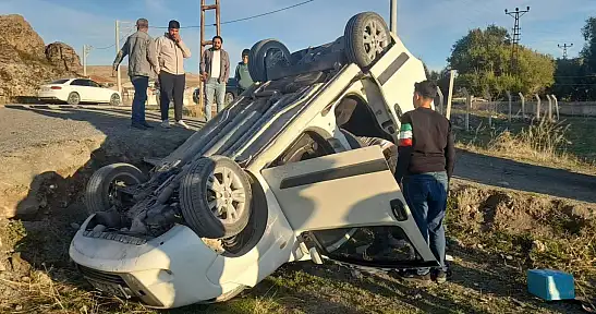 Konya'da korkutan kaza: Araç takla attı