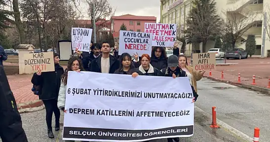 Selçuk Üniversitesi öğrencilerinden 6 Şubat depremleri için basın açıklaması: 'Unutmadık, affetmeyeceğiz'