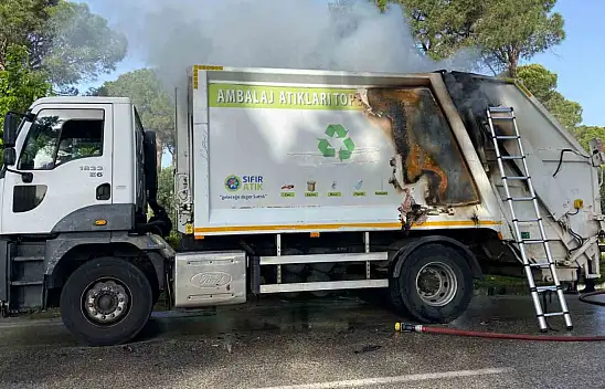Atık toplayan kamyonet alev aldı