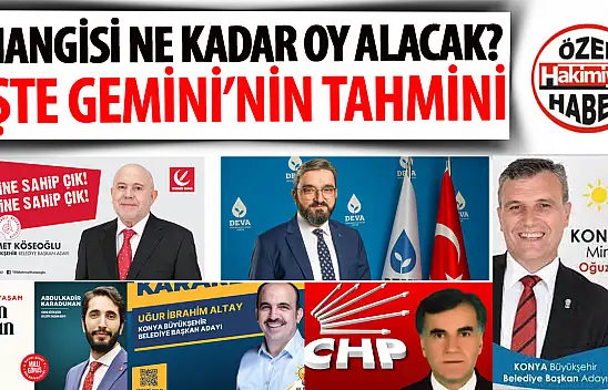 Gemini Yapay Zeka Tahmini: Konya Büyükşehir Belediye Seçimleri için Oy Oranları Belli Oldu