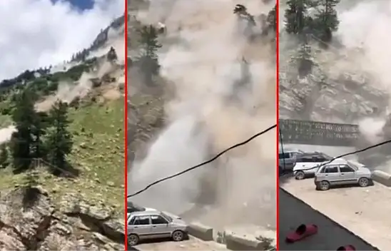 Hindistan'da kayalar araçları ezdi