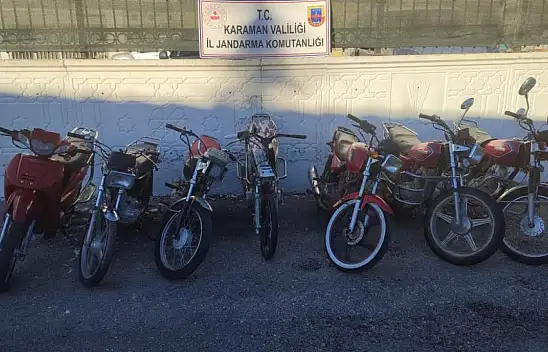 Karaman'da 9 çalıntı motosiklet ve tarihi eserler ele geçirildi