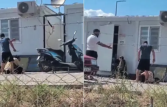 Karısını evlatlarının gözü önünde bıçakla yere yatırıp hunharca dövdü