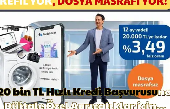 Kefil Yok, Dosya Masrafı Yok: 20 bin TL Hızlı Kredi Başvurusunda Dijitale Özel Ayrıcalıklar için!
