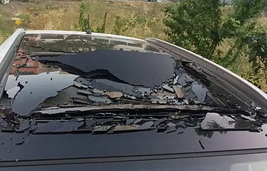 Kemik parçası otomobilin üzerine düştü