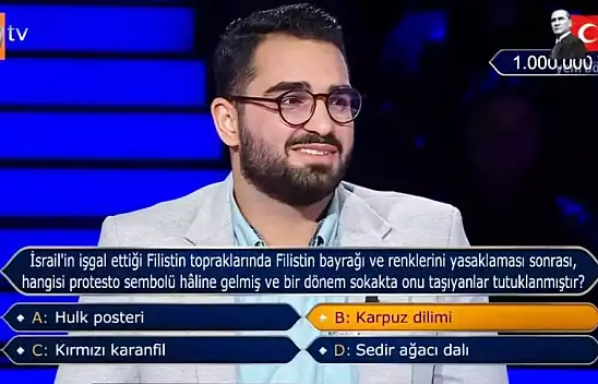 Kim Milyoner Olmak İster'de 1 milyon liralık Filistin sorusu!