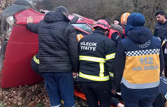 Kontrolden çıkan araç şarampole uçtu