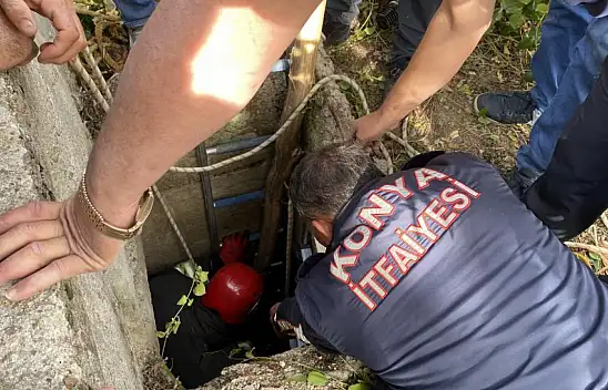 Konya'da kuyudan koyun kurtarma operasyonu! İtfaiye seferber oldu!..