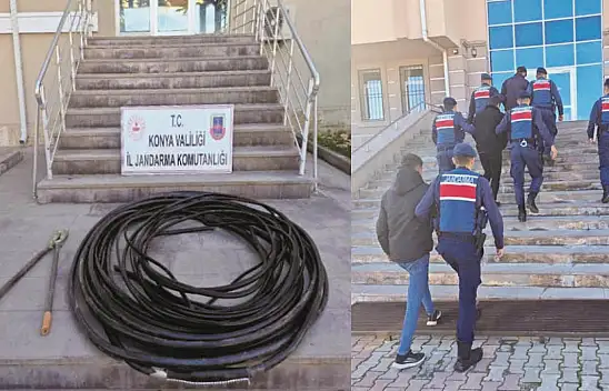 Konya'da kablo hırsızlığı: 3 şüpheli tutuklandı