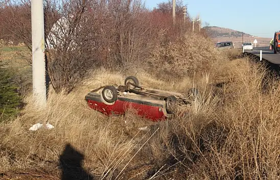 Konya'da köpeğe çarpan araç takla attı