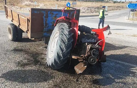 Konya'da traktör iki parçaya bölündü! Sürücü ağır yaralı!