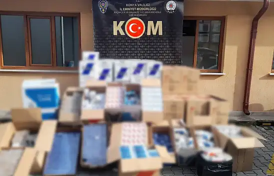 Konya'nın merkez ilçelerine operasyon: Piyasa değeri 3 milyon TL olan kaçak ürünler ele geçirildi!