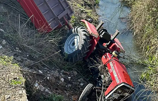 Traktör dereye yuvarlandı 1 yaralı var