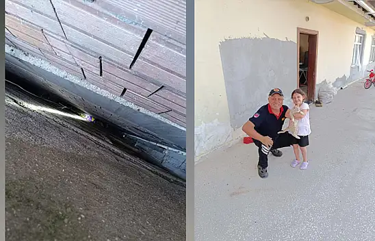 Yavru kedi apartman boşluğuna düştü. İtfaiye kurtardı