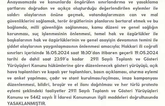 Valilikten yasaklama kararı!