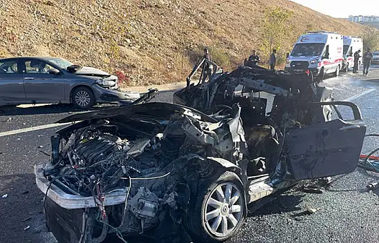 Zincirleme kazada çıkan yangında bir kişi öldü: 6 kişi yaralandı!