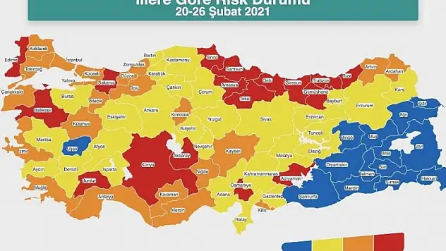 Sağlık Bakanı Koca, İllere Göre Risk Durumu haritasını paylaştı