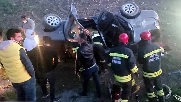 Konya Kulu'da otomobil şarampole yuvarlandı