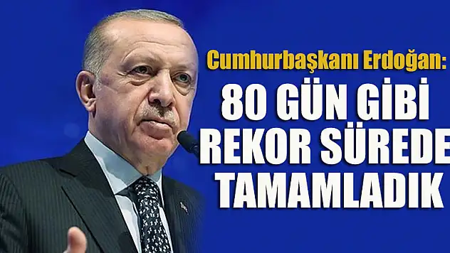 Cumhurbaşkanı Erdoğan: 80 gün gibi rekor sürede tamamladık