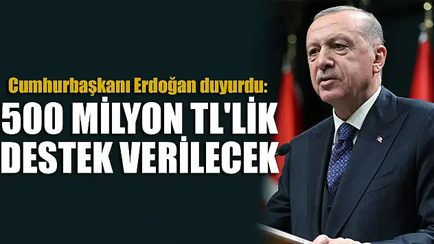 Cumhurbaşkanı Erdoğan: 500 milyon TL'lik destek verilecek