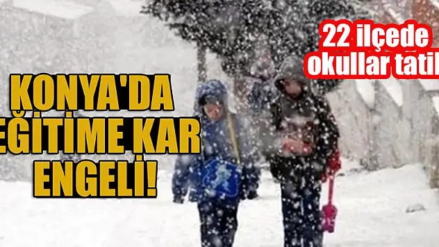 Konya'da eğitime kar engeli! 22 ilçede okullar tatil!
