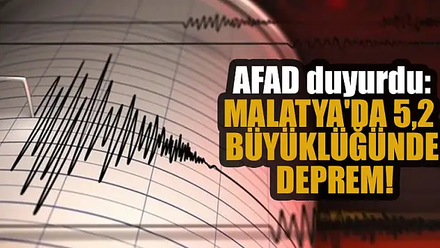 AFAD duyurdu: Malatya'da 5,2 büyüklüğünde deprem!