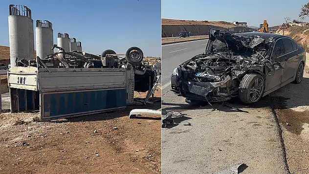 BMW ile çarpışan kamyonet ters döndü: 1 ölü, 1 yaralı