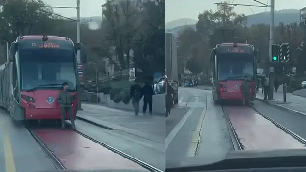 Canını hiçe saydı: Tramvay arkasında kilometrelerce gitti