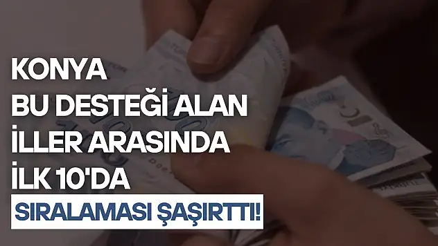 Konya bu desteği alan iller arasında ilk 10'da: Sıralaması şaşırttı!