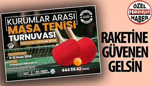 Konya Büyükşehir Belediyesi, Kurumlar Arası Masa Tenisi Turnuvasına Ev Sahipliği Yapıyor