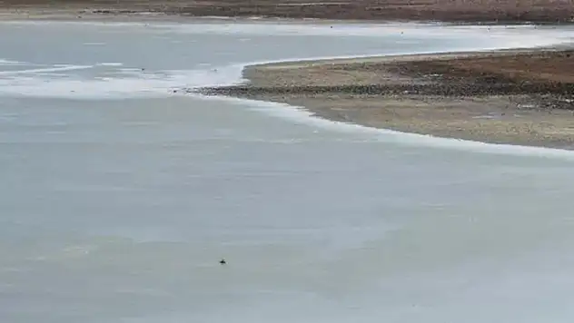 Konya'da bu göl buz tuttu!