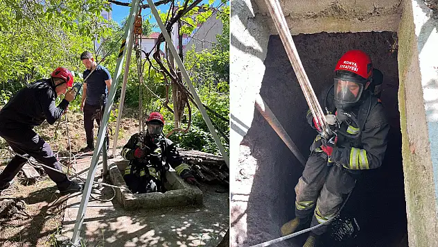 Konya'da ekipler seferber oldu: Yaklaşık 1 buçuk saat sonra kurtarıldı