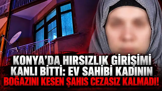 Konya'da hırsızlık girişimi kanlı bitti: Ev sahibi kadının boğazını kesen şahıs cezasız kalmadı!