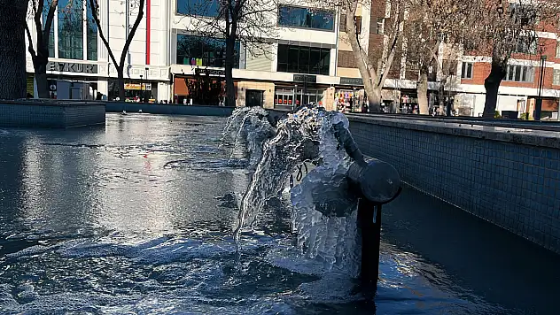 Konya'da kar yok, ayaz var: Süs havuzları buz tuttu!