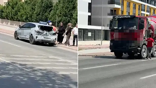 Konya'da korkutan kaza: Beton mikseri sürücü eğitim aracına çarptı