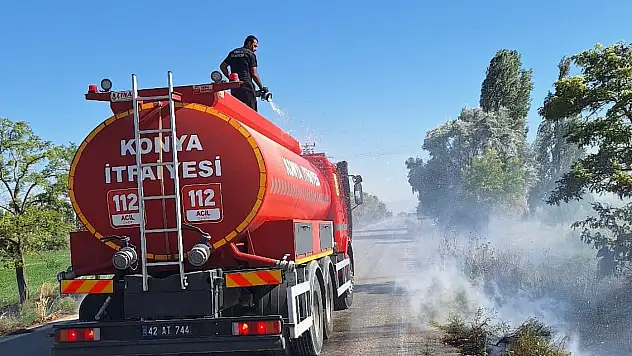 Konya'da ot temizliği için yakılan ateş faciaya dönüşüyordu