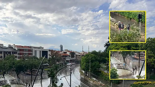 Konya'da sağanak renkli görüntülere sahne oldu