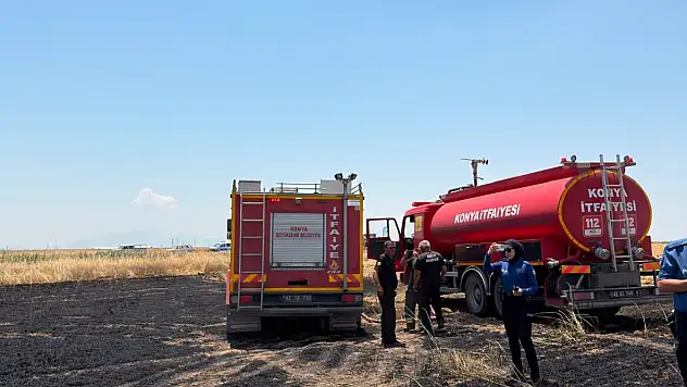 Konya'da sulama kuyusunda patlama: 15 dönüm arpa küle döndü