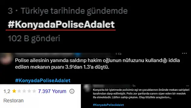 #KonyadaPoliseAdalet etiketi zirvede: İşletmenin puanı bir gecede çöktü!