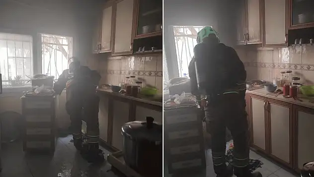 Ocakta unutulan yemekten yangın çıktı