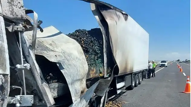Olayın adresi Konya... sebze yüklü TIR alevlere teslim oldu!