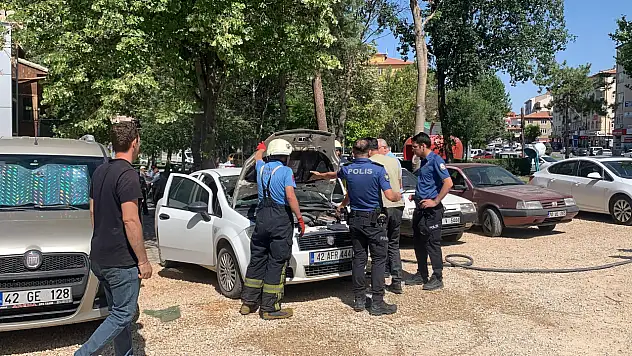 Sıcaktan patlayan şarj bataryası araçta yangına neden oldu