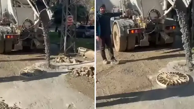 Skandal görüntülerden sonra yetkililer harekete geçti: Kanalizasyona döktükleri beton pahalıya patladı!