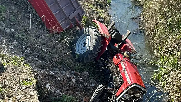 Traktör dereye yuvarlandı 1 yaralı var
